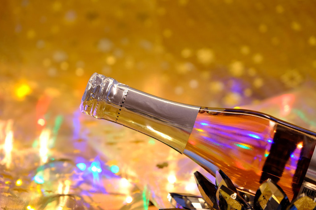 Sektflasche - Silvester, Feuerwerksfahrt